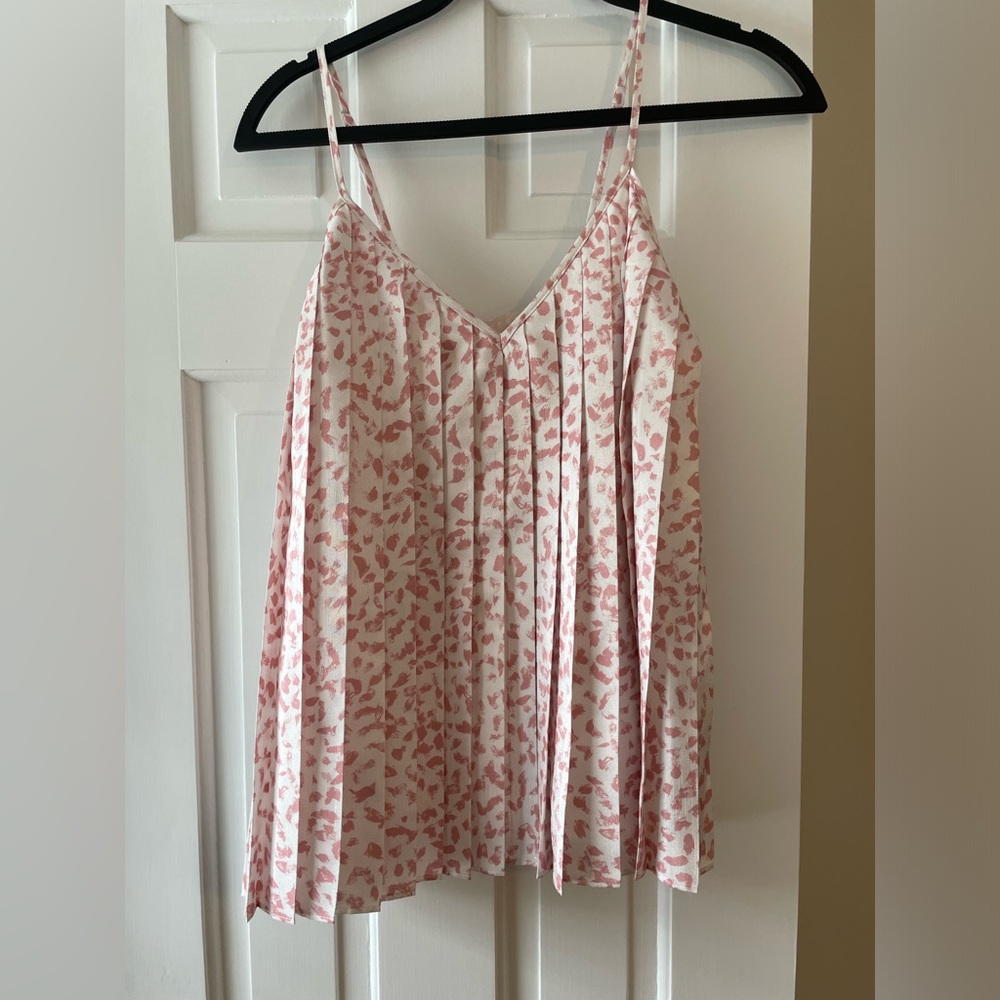 Size XS pink and white patterned spaghetti strap Keepsake top